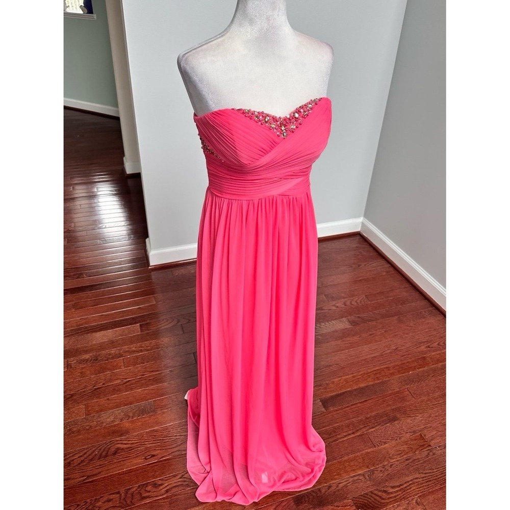 Decode 1.8 Peach Feminine Strapless Beaded Embellihsed Gown Dress Size 2 - Picture 7 of 11